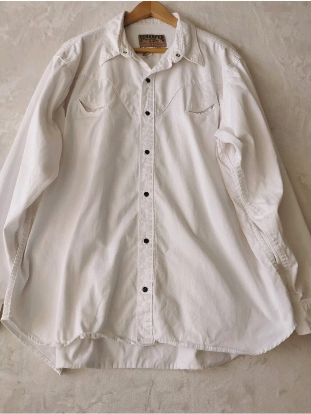 Schaefer Outfitter Mens Shirt Black Pearl Snap Cowboy Western Durable 2XL White